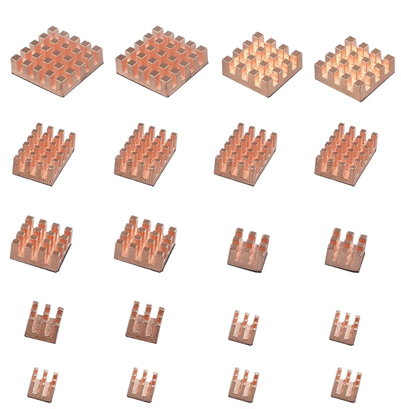 ZDE 20PCS Pure Copper Heatsinks CPU Cooler Heatsinks with Strong Thermal Conductivity Great Heat Dissipation Compatible with Raspberry Pi 5/Raspberry Pi 4 Model B - Image 1